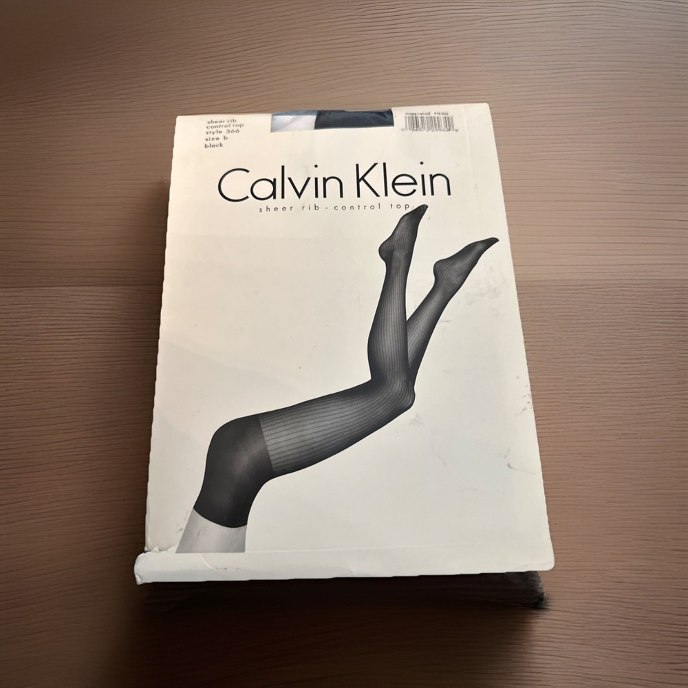 Calvin Klein Sheer Rib Control Top Style 566 Size b Black